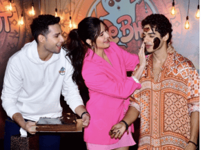 The actor turned 27 and celebrated his birthday with his co-stars Katrina Kaif and Siddhant Chaturvedi at a promotional event in Mumbai.