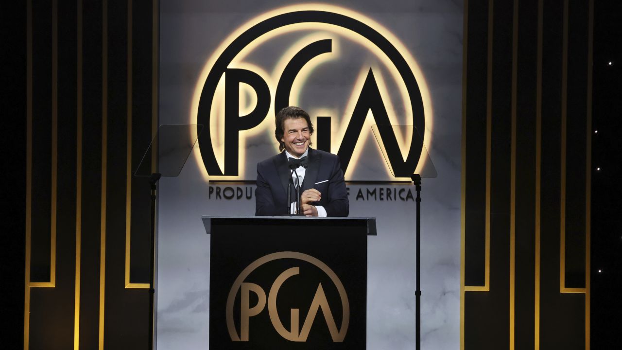 From flying in fighter jets to riding motorcycles off mountains, Tom Cruise’s movie career has allowed him an adventurous life and he’s grateful for it. While accepting the David O. Selznick Achievement Award during the Producers Guild of America Awards on Saturday night, Cruise thanked the film industry and said he was indebted to mentors and collaborators like Sherry Lansing, Steven Spielberg and Jerry Bruckheimer. “You’ve all enabled me the adventurous life that I’ve wanted,” Cruise said. “I’ve been able to travel the world and work and watch films in so many countries to share in their cultures and realize how much we all have in common, and to admire our differences.” Cruise praised his fellow filmmakers in the room and said he was “rooting” for them. “I know that things don’t just happen. I know it’s not just luck. You have to create that luck. You have to will it into existence. I want you to know that I’m always rooting for you. I’m rooting for all of you,” he said. “The better every studio does, the better every film does, the better we all do and the better it is for everyone,” Cruise continued. “I look forward to seeing what you create in the future, and I’ll continue to do all I can to contribute and help this industry and this art form that I love.” Other honorees included producers of “Guillermo del Toro’s Pinocchio,” the documentary team behind CNN Film’s “Nalvany,” and the sci-fi adventure film “Everything Everywhere All At Once,” which won the night’s top prize. Eleven of the past 14 PGA winners have gone on to win best picture at the Academy Awards.