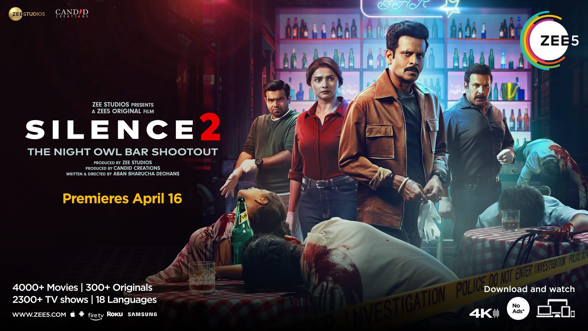 Stream Silence 2: The Night Owl Bar Shootout from April 16 exclusively on ZEE5 Global!